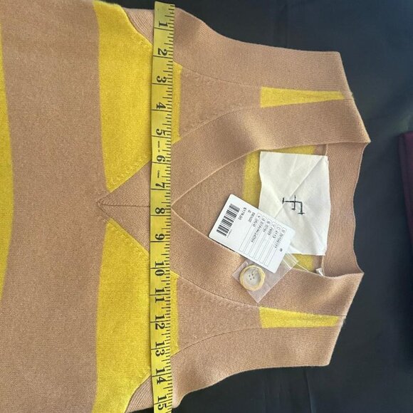 Anthropologie Cashmere Yellow Tan Striped Sweater Dress/ Tunic Size Small NWT - Picture 10 of 12